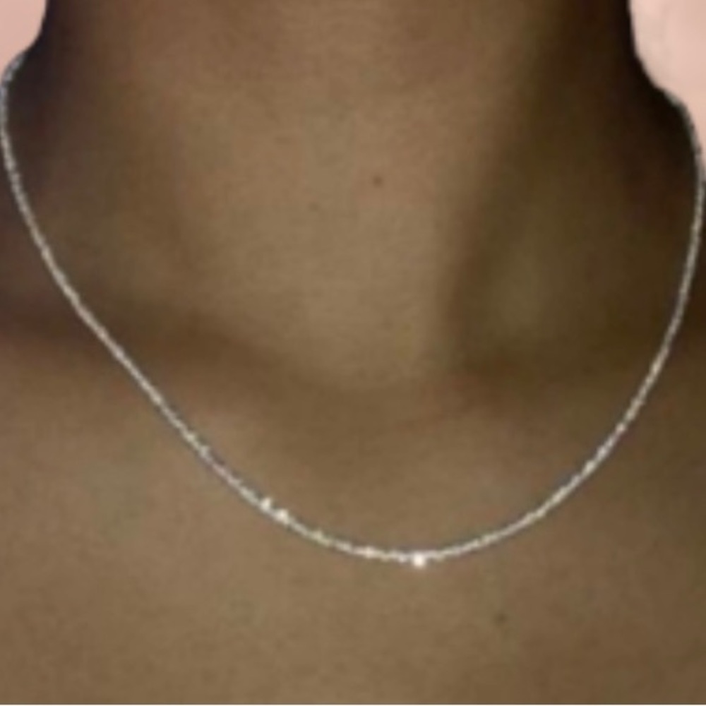 NWT - Minimalist chic dainty silver sparkle chain choker necklace 18 inch flash
